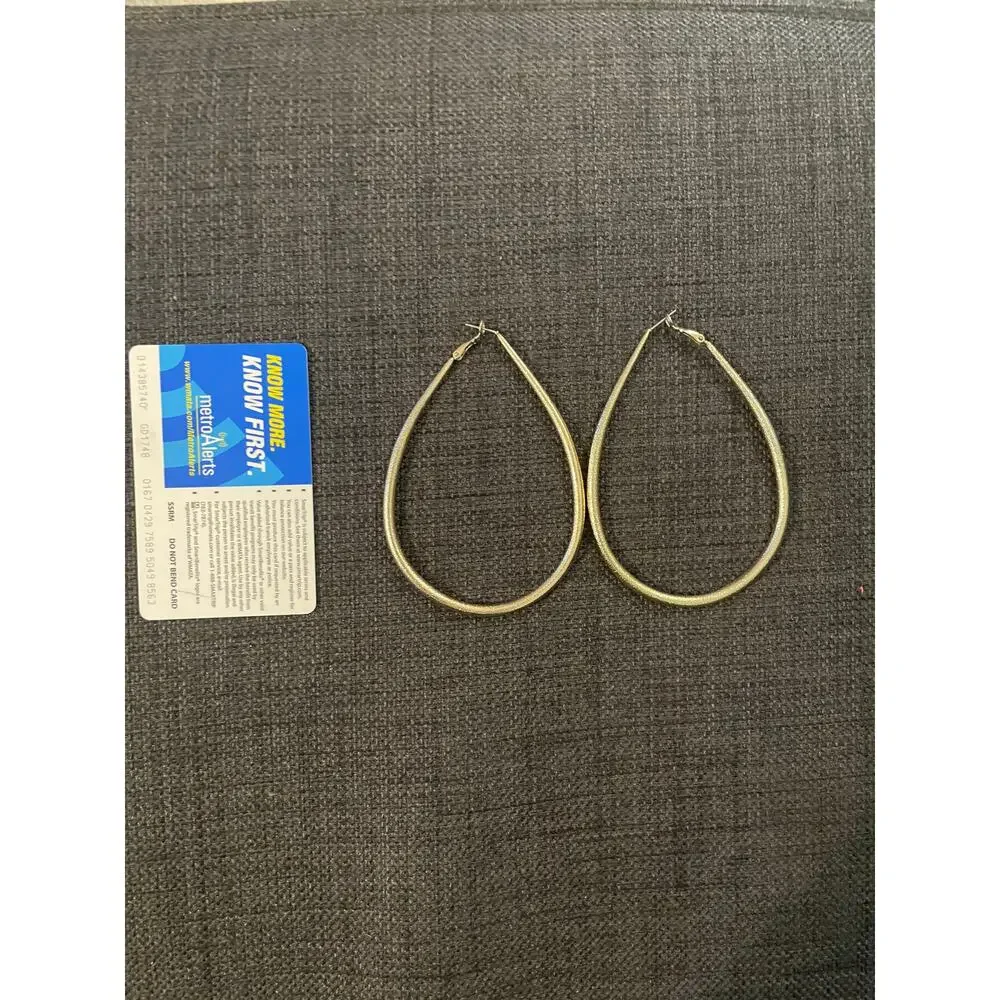 Large Gold Teardrop Hoop Earrings | Statement Hoops - Picture 3 of 3